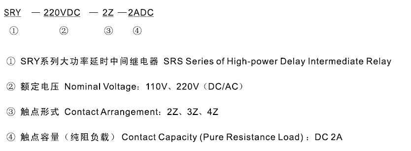 SRY-220VDC-4Z-2ADC型號(hào)及其含義